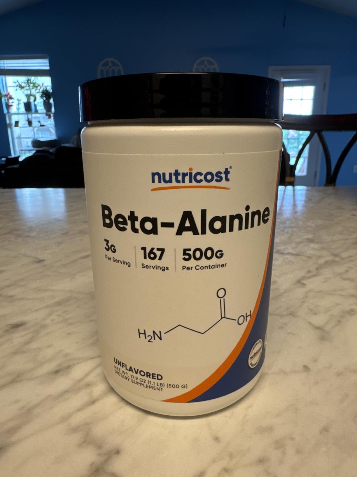 Nutricost Beta Alanine Powder 500 Grams (1.1lbs) Pure Beta Alanine | Gluten Free and GMO-Free customer photo 1