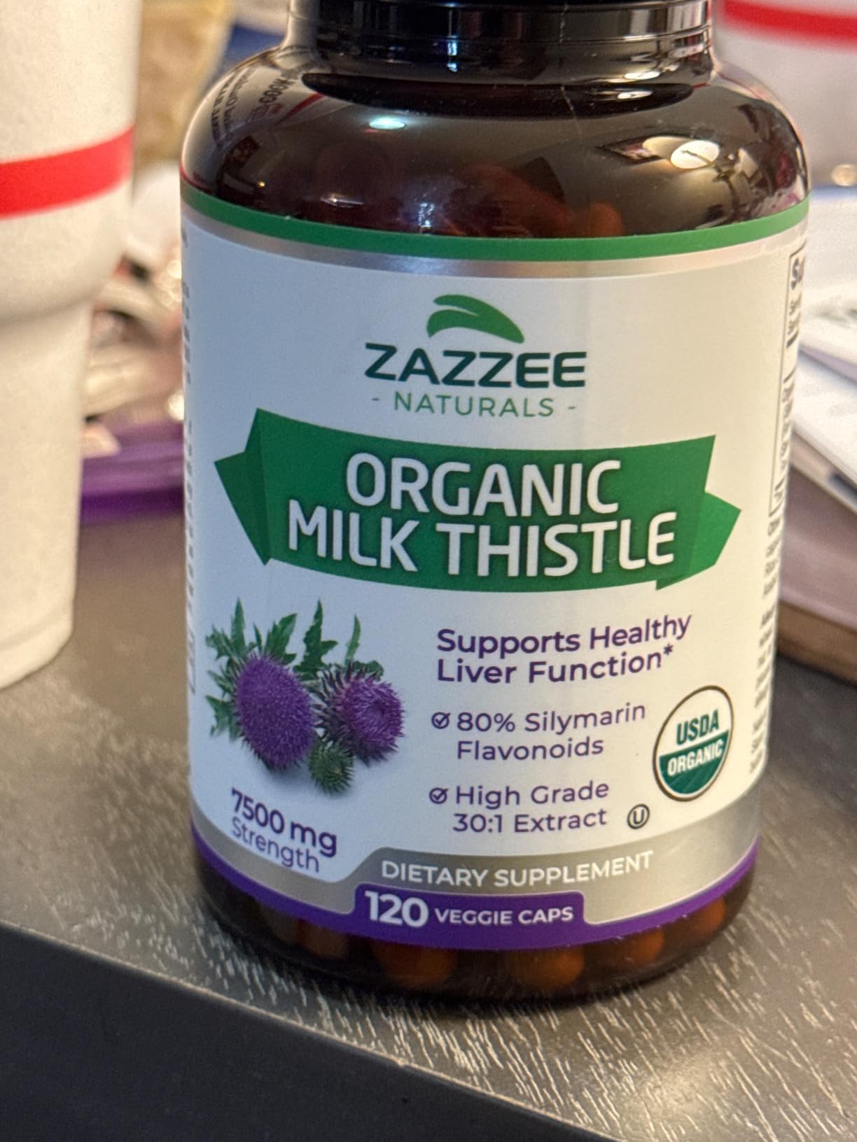 Zazzee USDA Organic Milk Thistle 30:1 Extract, 80% Silymarin, 120 Capsules | Vegan, 4 Month Supply, Certified Kosher, High Potency Liver & Antioxidant Support, Silybum Marianum, Non-GMO, Made in the USA customer photo 1