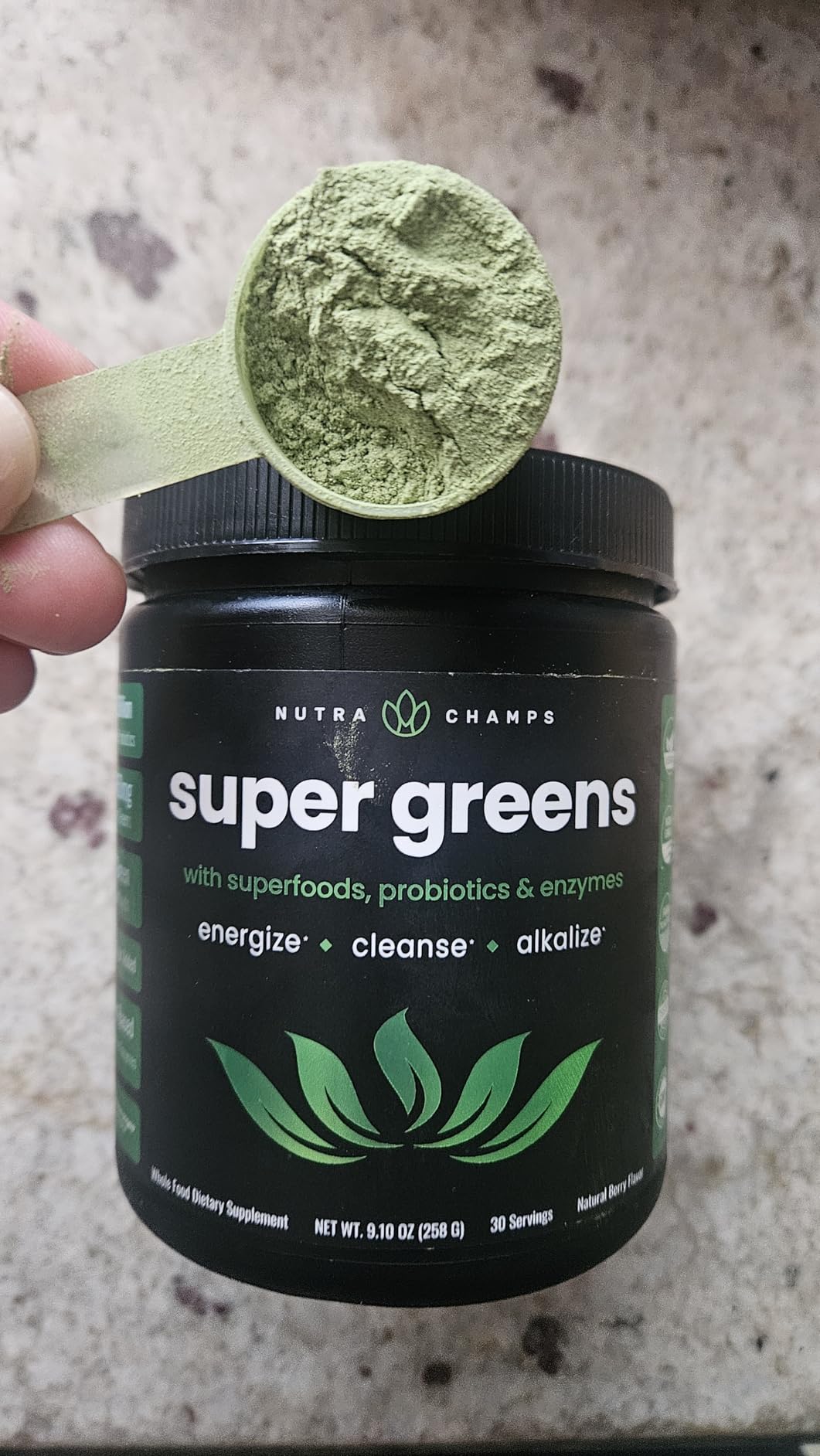 SuperGreens Powder, 40+ Organic Superfoods, Probiotics & Enzymes for Energy, Digestion, Gut Health & Bloating | Organic Fruit & Veggie Drink Mix, Daily Green Juice Smoothie Blend, Spinach, Noni Plus customer photo 1