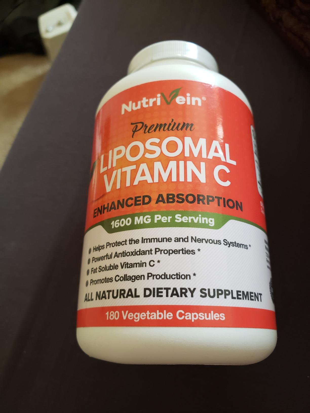 Nutrivein Liposomal Vitamin C Supplement 1650 mg - 180 Capsules, High Dose | High-absorption liposomal delivery for men and women. Supports whole-body defenses, skin, and overall well-being. Non-GMO. customer photo 2