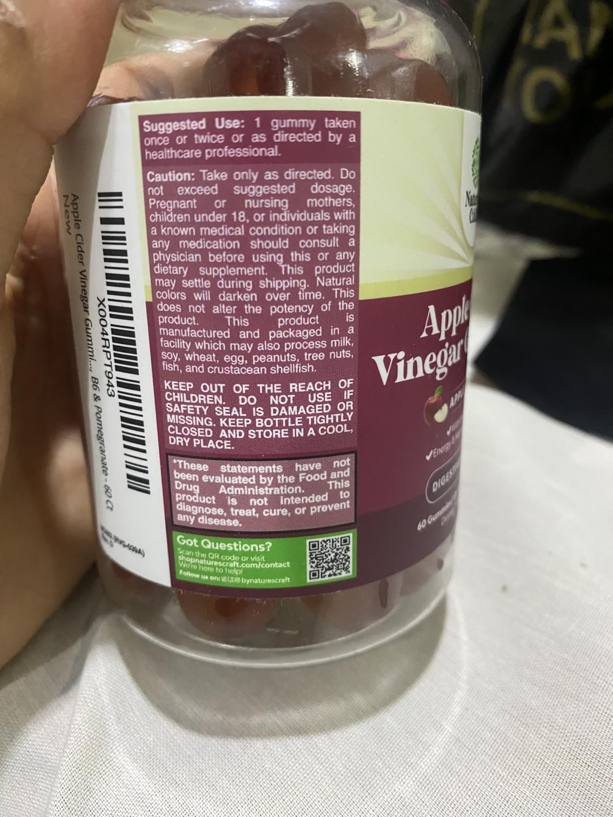 Apple Cider Vinegar Gummies with Mother - Cleanse & Detox ACV Gummies for Weight Loss, Gut Health, Bloating, Metabolism & Energy Support - ACV with Mother with B12 Vitamin, B6 & Pomegranate - 60 Ct customer photo 2