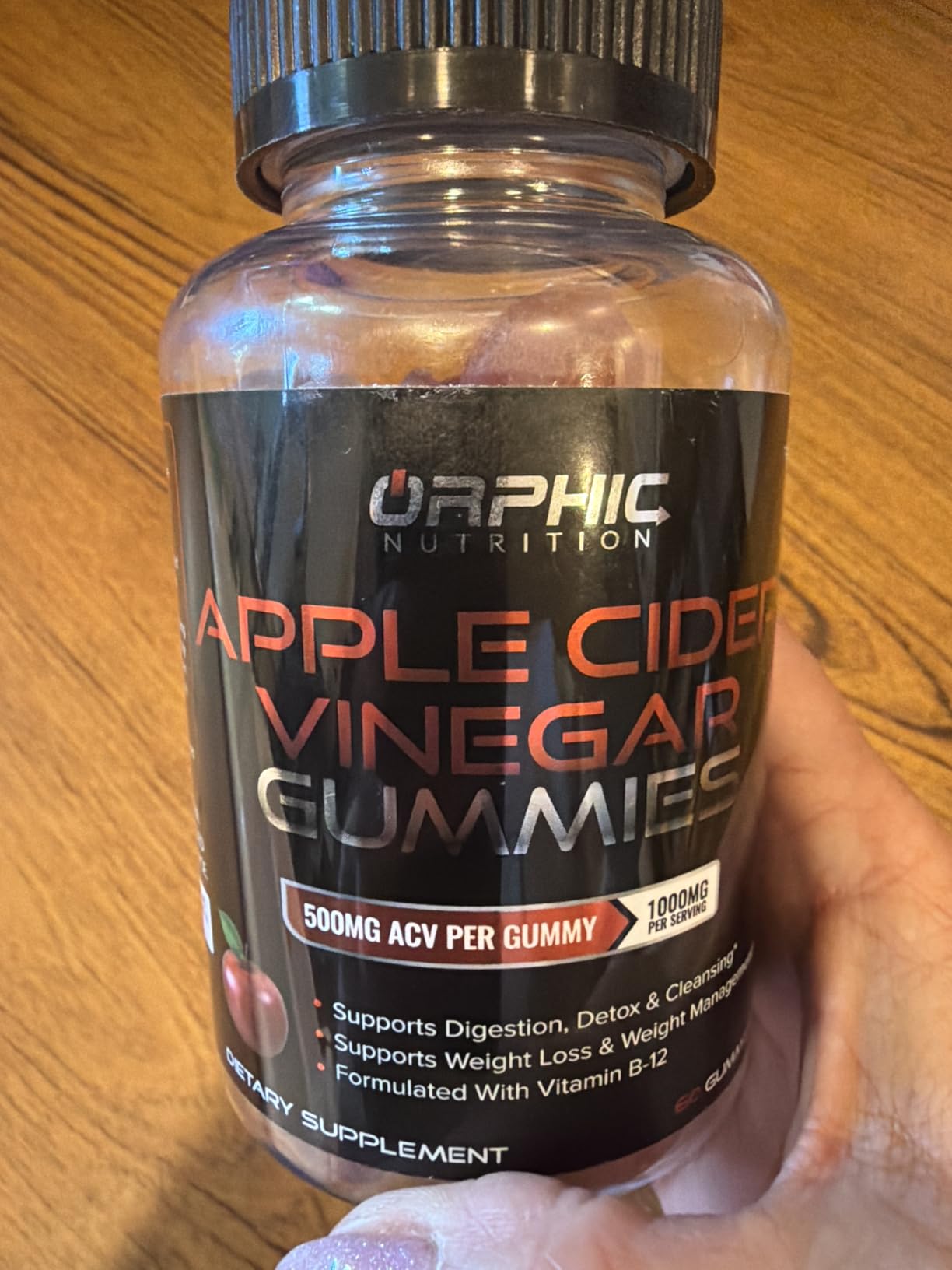 ORPHIC NUTRITION Apple Cider Vinegar Gummies 1000mg - Unfiltered ACV with Vitamin B12, Beetroot & Pomegranate (60 pcs) customer photo 2
