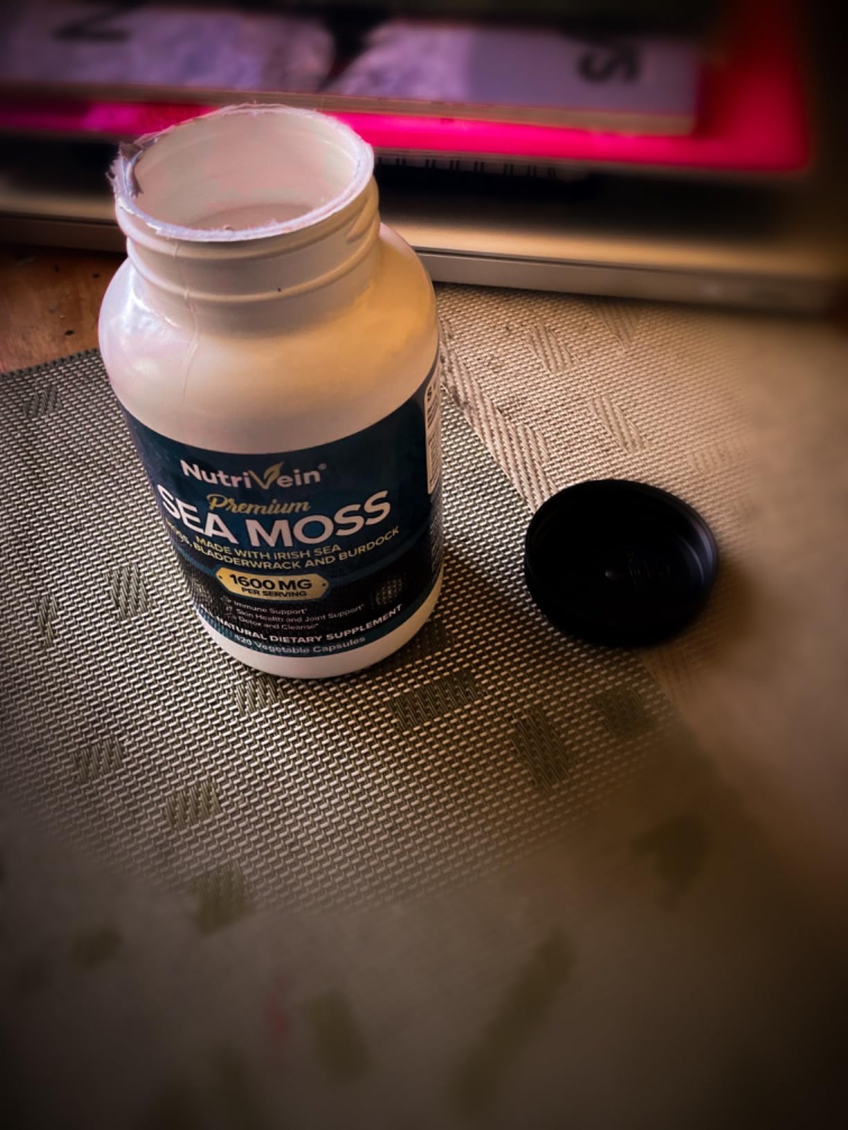 Nutrivein Organic Sea Moss 1600 mg, Bladderwrack & Burdock - 120 Capsules | Prebiotic superfood supplement for adults. Supports digestion, gut health, skin, joints, and natural defenses. Non-GMO. customer photo 2