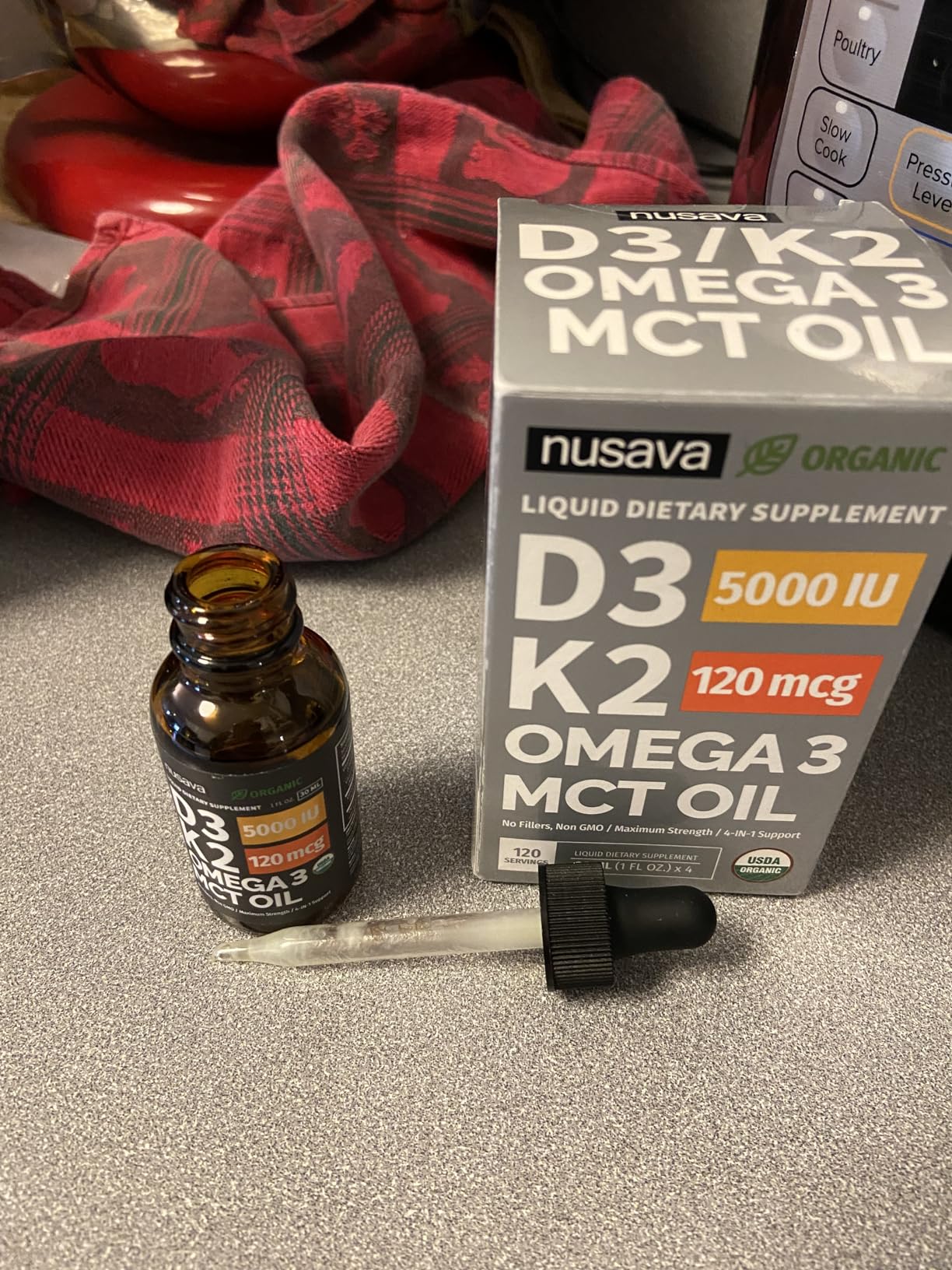 (2 Pack) Organic Vitamin D3 K2 Drops with MCT Oil & Omega 3 - Liquid Vitamin D3 5000 IU - K2 D3 Vitamin Supplement - Vitamin D Drops for Women & Men - No Fillers, Non-GMO, GMP, Unflavored (2 Fl Oz) customer photo 1