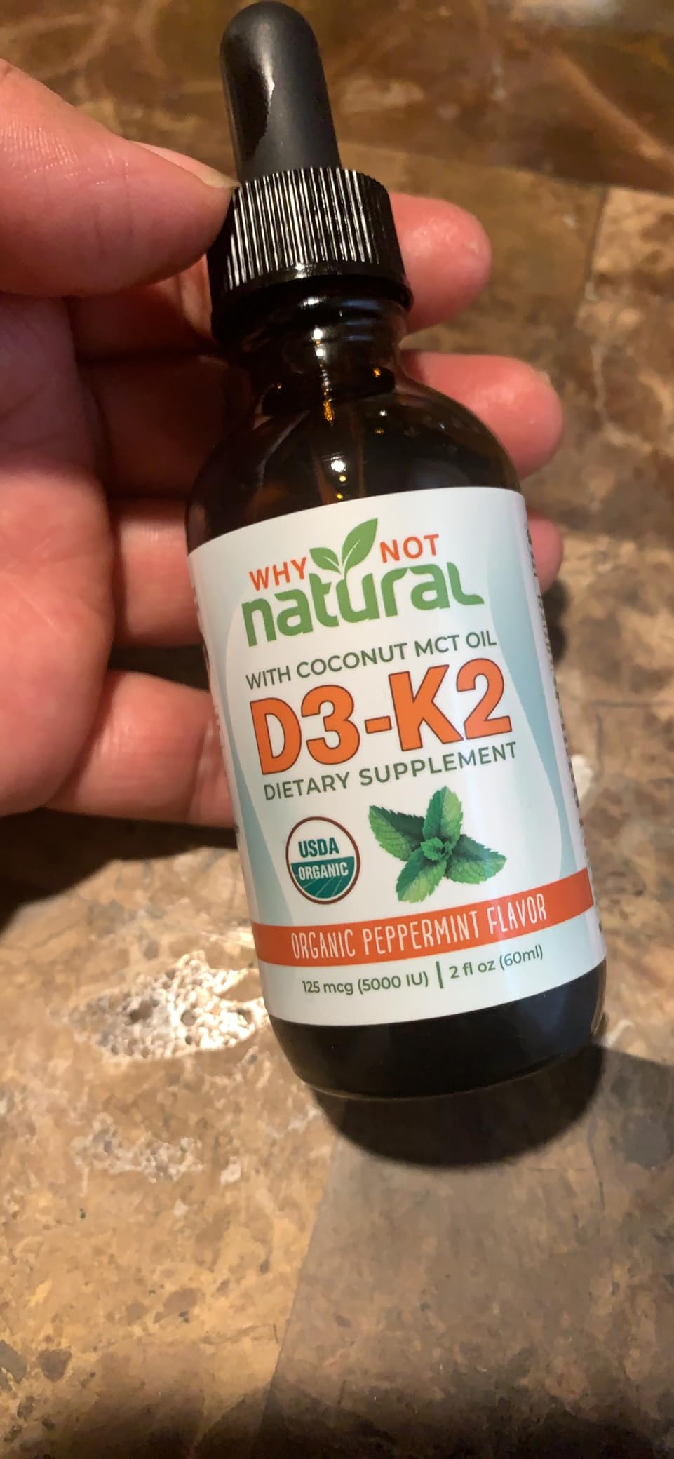 Why Not Natural Organic Vitamin D3 K2 (MK-7) Liquid Drops, 5000 IU of sublingual D3 with Coconut MCT Oil, for Strong Bones and Teeth, Heart and Immune Support customer photo 1