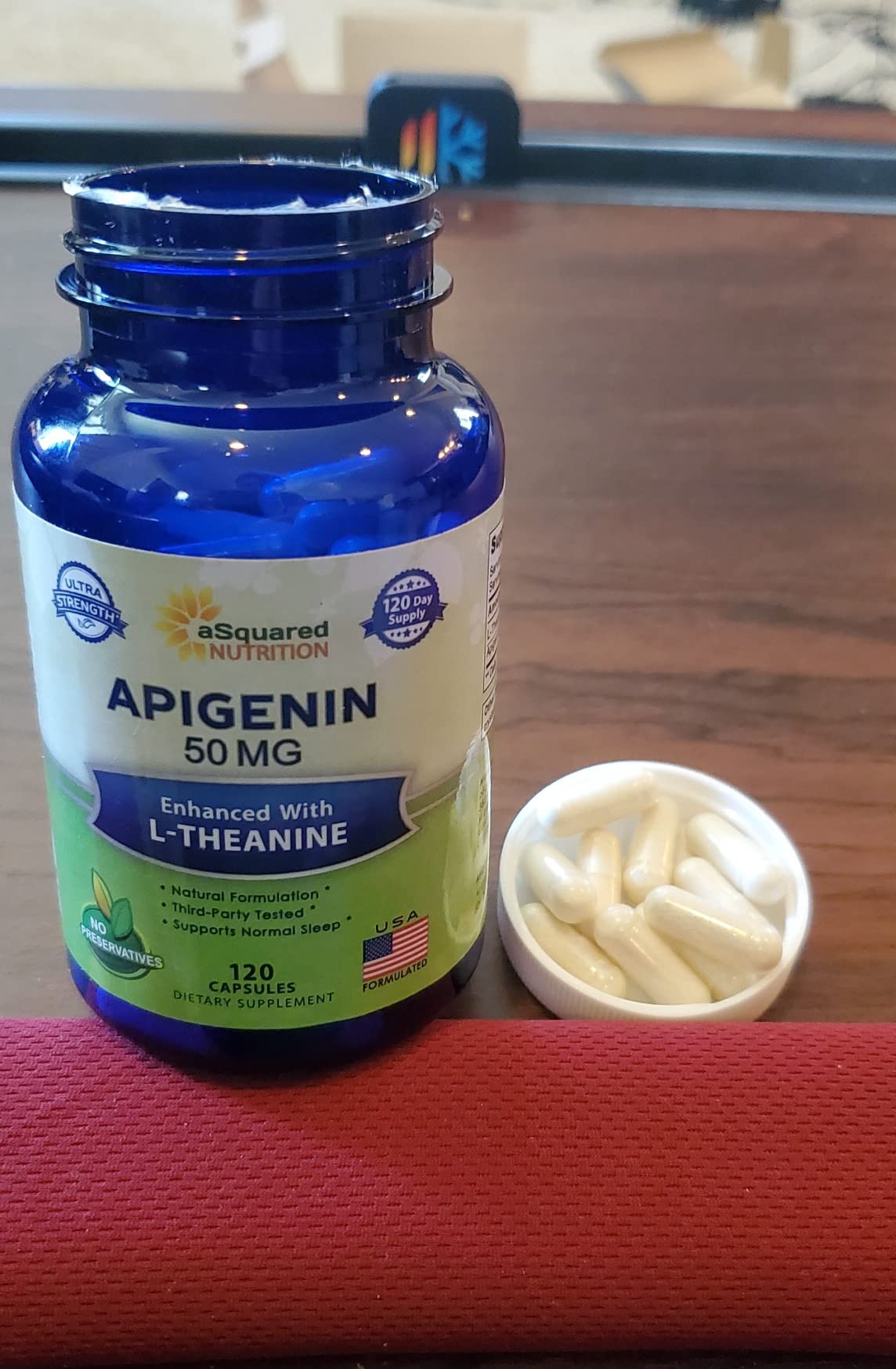 aSquared Nutrition Apigenin 50mg & L-Theanine 200mg - 120 Capsules - Apigenin Supplement Pills for Sleep and Relaxation - Natural Bioflavonoid Extract Found in Chamomile Tea customer photo 2