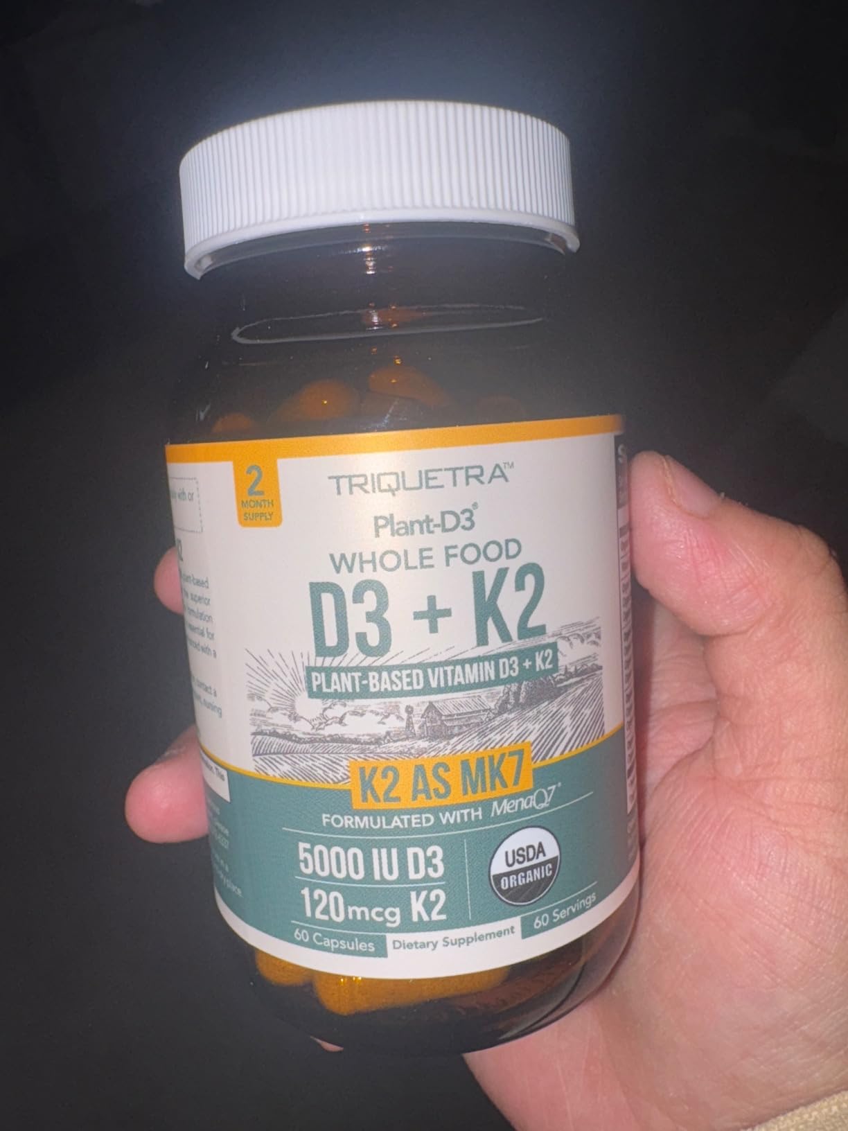 Organic Plant D3 + K2 (5000 iu D3) - All-Trans MK7 from MenaQ7 (120 mcg K2) - 100% Organic & Plant-Based Sublingual D3 Drops (Cholecalciferol), 100% Vegan - Supports Immunity, Bone (1oz) customer photo 1