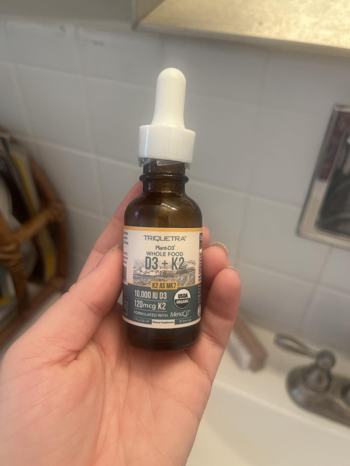 Organic Plant D3 K2 vitamin 10000 iu - All-Trans MK7 from MenaQ7 (120 mcg K2) - 100% Organic & Plant-Based Sublingual D3 Drops 10,000 iu (Cholecalciferol), 100% Vegan - Supports Immunity, Bone, Brain customer photo 1