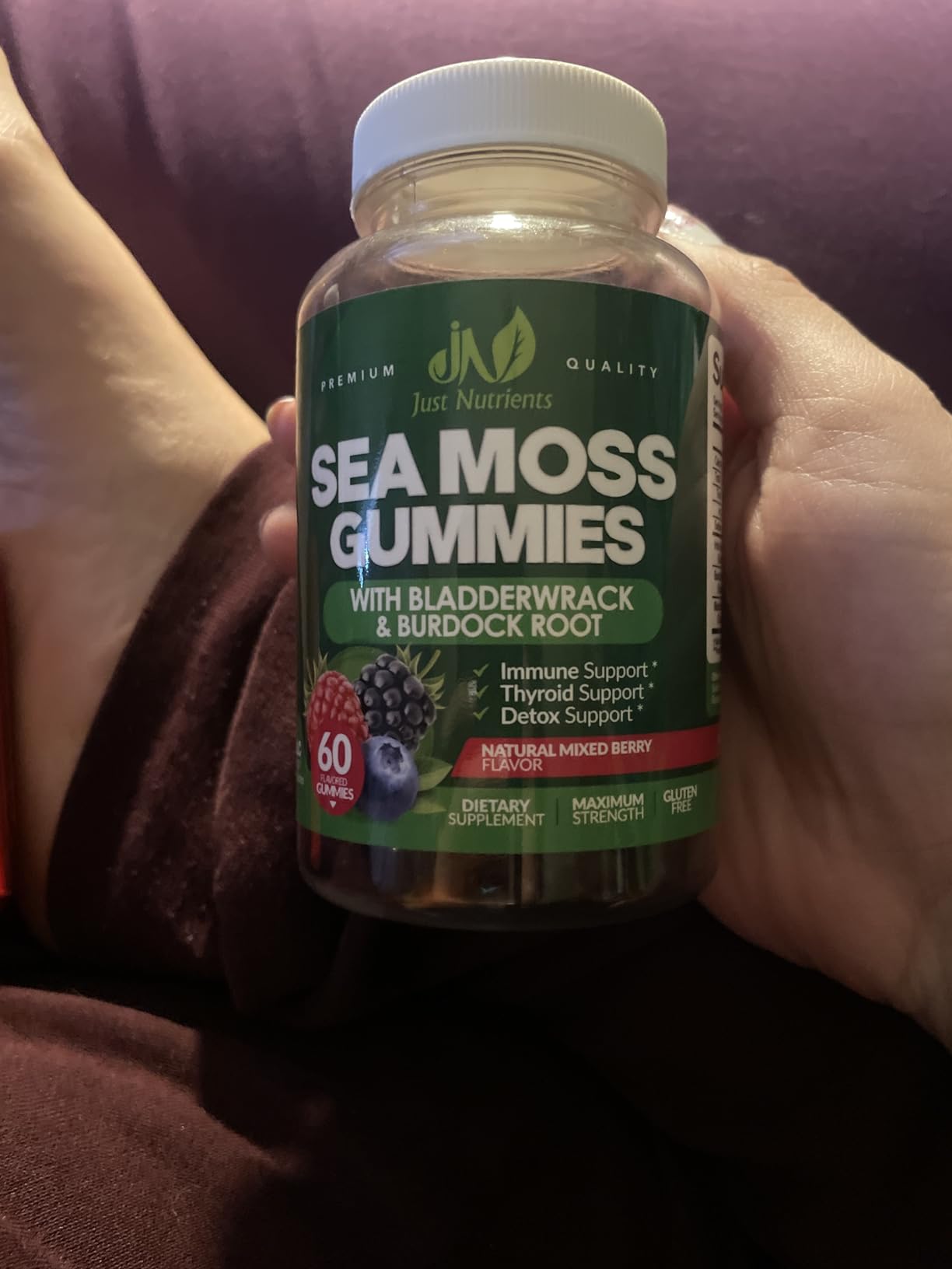 Sea Moss 3000mg Gummies with Bladderwrack and Burdock Root for Men & Women | Natural Irish Sea Moss Superfood for Immune, Thyroid and Detox Support - Extra Strength, Berry Flavor, Gluten-Free, Vegan customer photo 1
