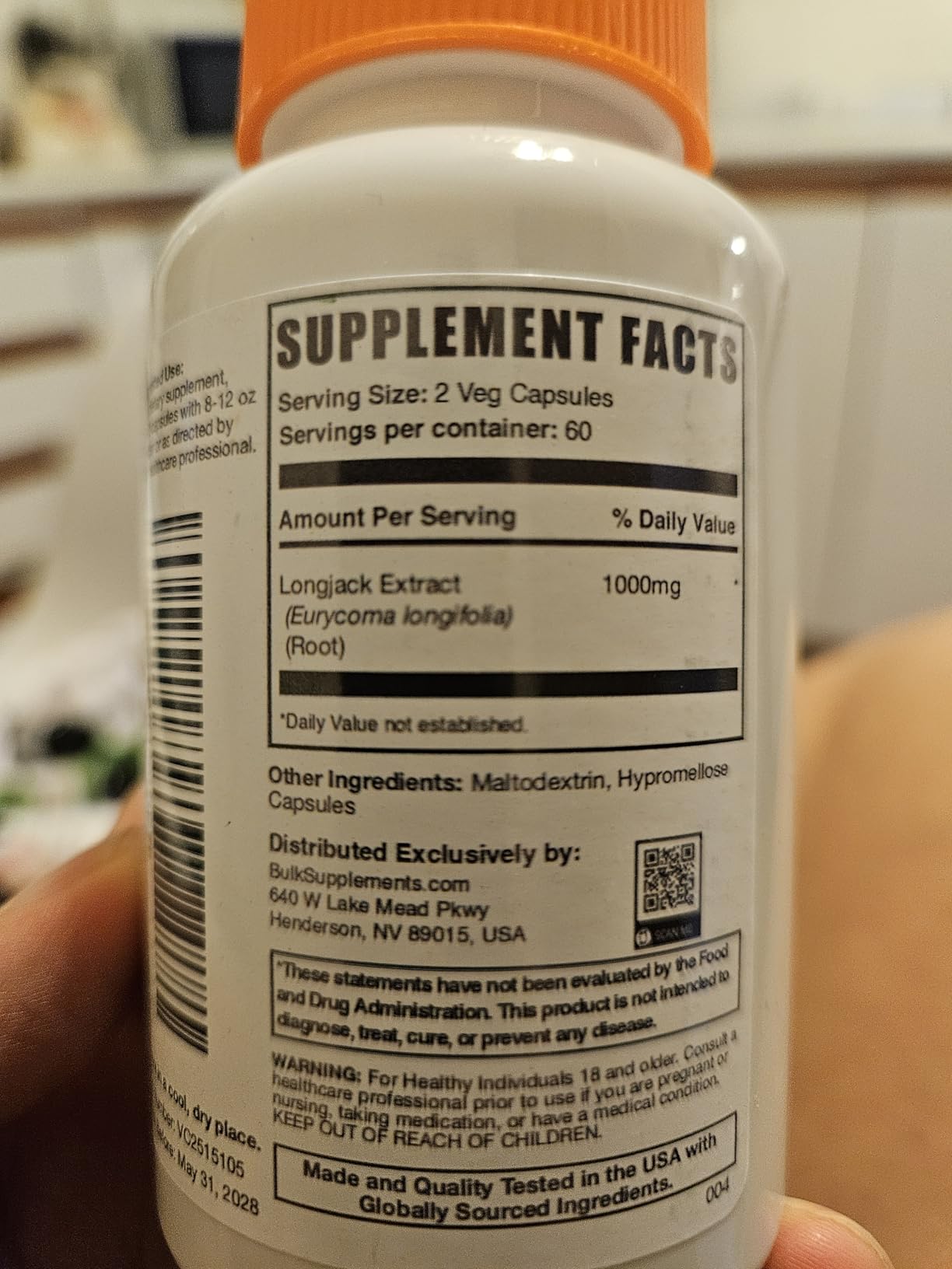 BulkSupplements.com Longjack Extract Capsules - Tongkat Ali Extract, Tongkat Ali Supplement - Vegan-Friendly, 120 Veg Capsules (Pack of 1) customer photo 1