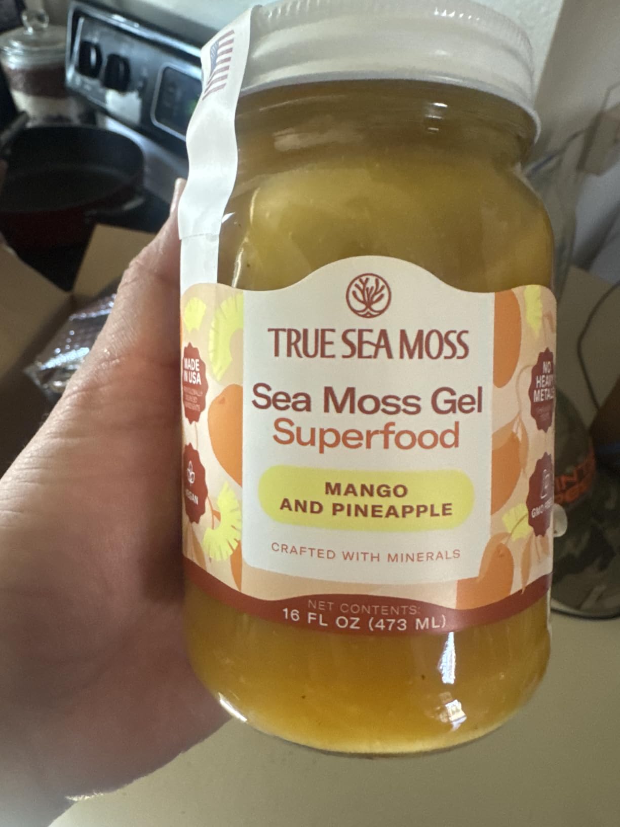 TrueSeaMoss Sea Moss Gel - Mango/Pineapple, Pack of 1 | No Sugar, Vegan, Non-GMO, GMP, Gluten-Free, Halal - Wildcrafted Seamoss & Jarred Fruits - Vitamins & Minerals customer photo 1