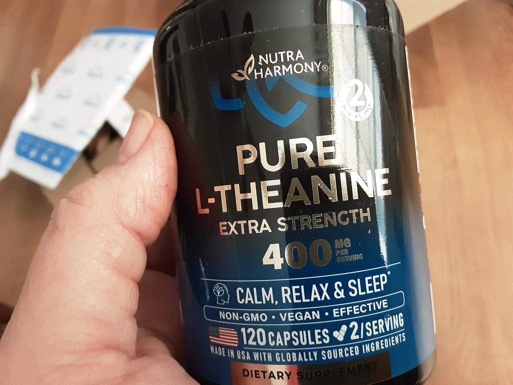 L-Theanine 400 mg - Extra Strength L Theanine Supplement for Stress Relief, 120 Caps, Vegan, Non-GMO customer photo 1