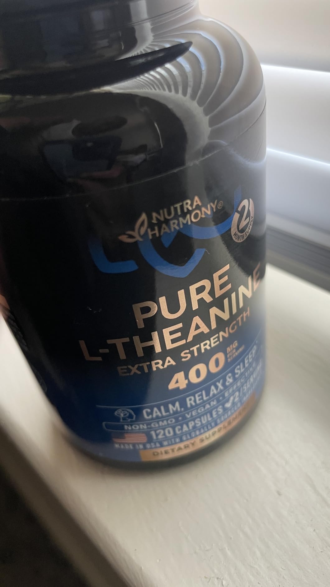 L-Theanine 400 mg - Extra Strength L Theanine Supplement for Stress Relief, 120 Caps, Vegan, Non-GMO customer photo 2