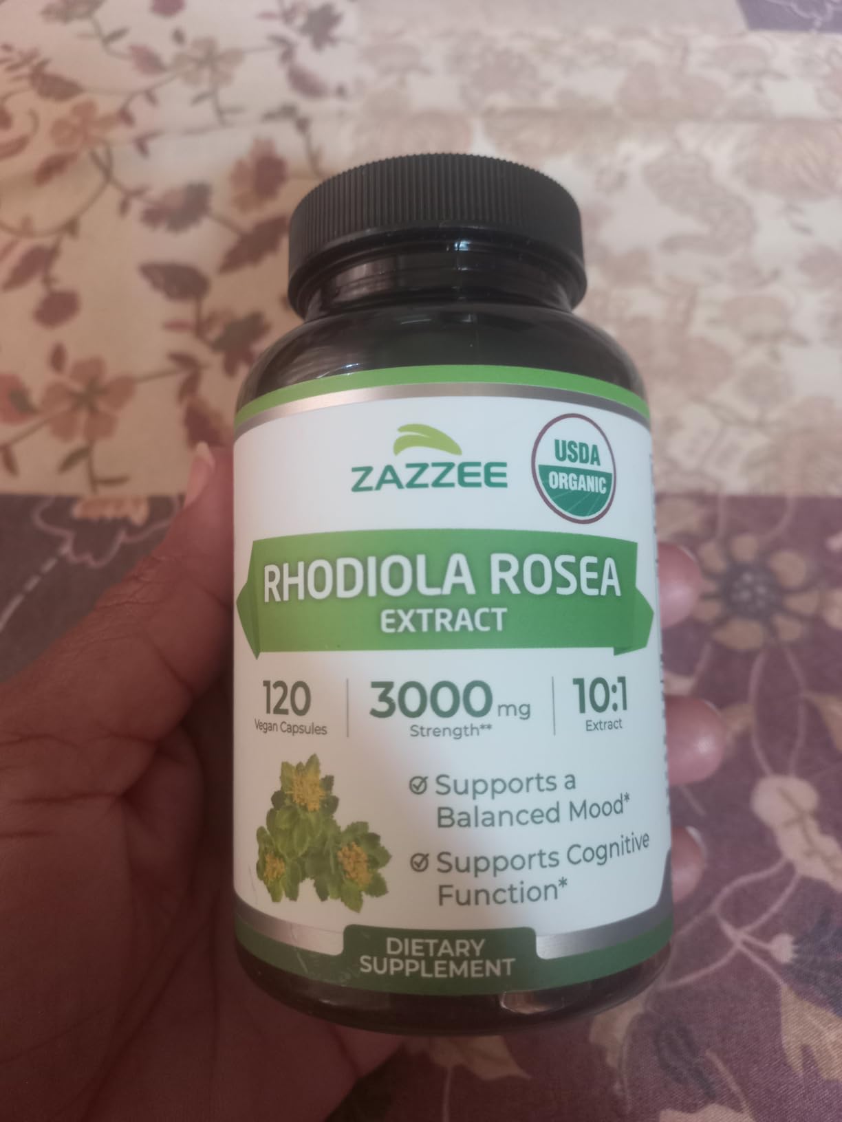 USDA Organic Rhodiola 10:1 Extract, 120 Capsules, 4 Month Supply | Energy, Stress & Mental Focus Support, Organic Herbal Supplement, Non-GMO, Made in the USA customer photo 1