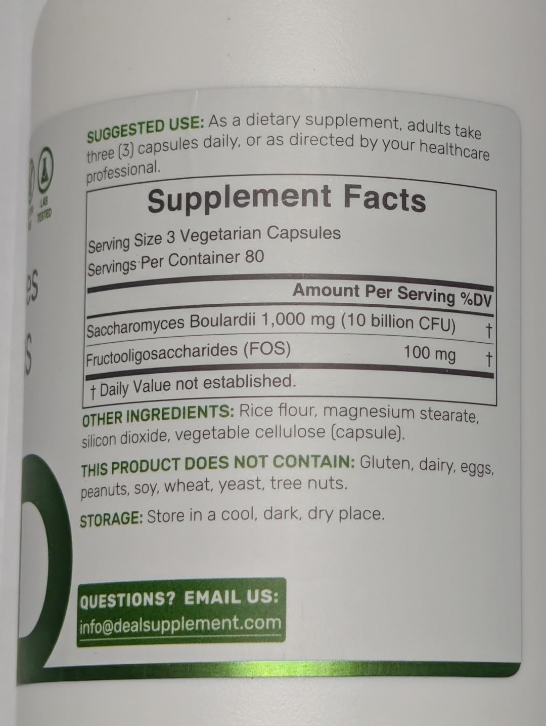 Saccharomyces Boulardii Probiotics + FOS Supplement, 10 Billion CFU, 240 Veggie Capsules - Probiotic & Prebiotic, Non-GMO customer photo 2