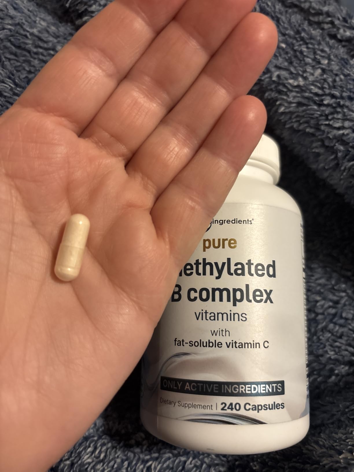 Pure Methylated B Complex Vitamins, 240 Capsules | 11-in-1 with Methylfolate, Methylcobalamin B12 & P5P + Fat-Soluble Vitamin C, Choline & Inositol. Filler Free, Non-GMO. customer photo 1