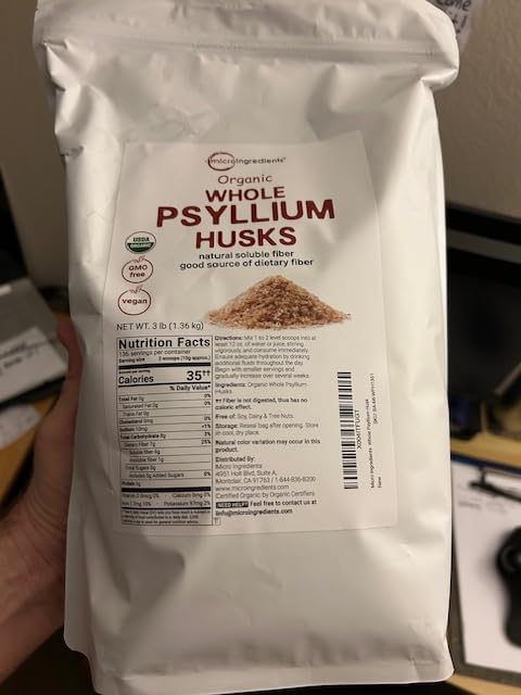 Micro Ingredients Organic Whole Psyllium Husks, 3lbs | Daily Soluble Fiber Supplement | Sourced from India | Ideal for Oatmeal, Coffee & Beverage | Unflavored, Non-GMO, Keto Friendly, Vegan customer photo 2