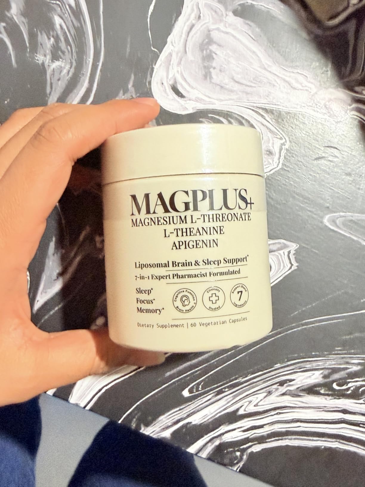 Liposomal Magnesium L-Threonate with Apigenin, 60 Caps | Melatonin-Free Restful Sleep & Calm Focus Support: 7-Ingredient Formula with L-Theanine, Valerian Root & Chamomile customer photo 1