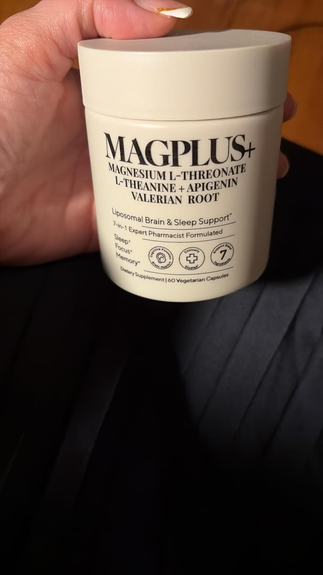 Liposomal Magnesium L-Threonate with Apigenin, 60 Caps | Melatonin-Free Restful Sleep & Calm Focus Support: 7-Ingredient Formula with L-Theanine, Valerian Root & Chamomile customer photo 2
