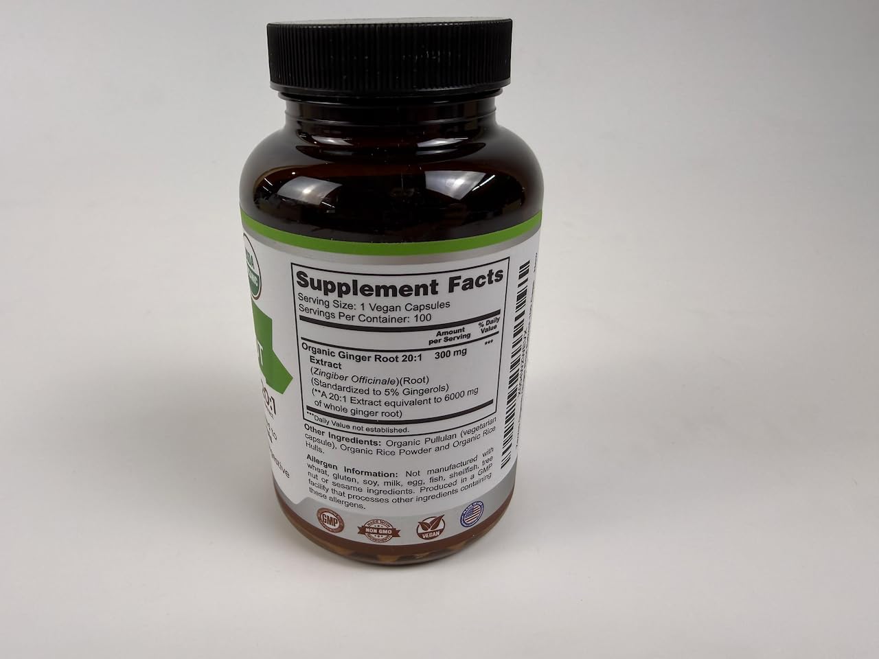 Zazzee USDA Organic Ginger Root 20:1 Extract, 5% Gingerols, 100 Capsules | Vegan, 3+ Month Supply, Digestive & Stomach Support, Zingiber Officinale, Non-GMO, Made in the USA customer photo 1