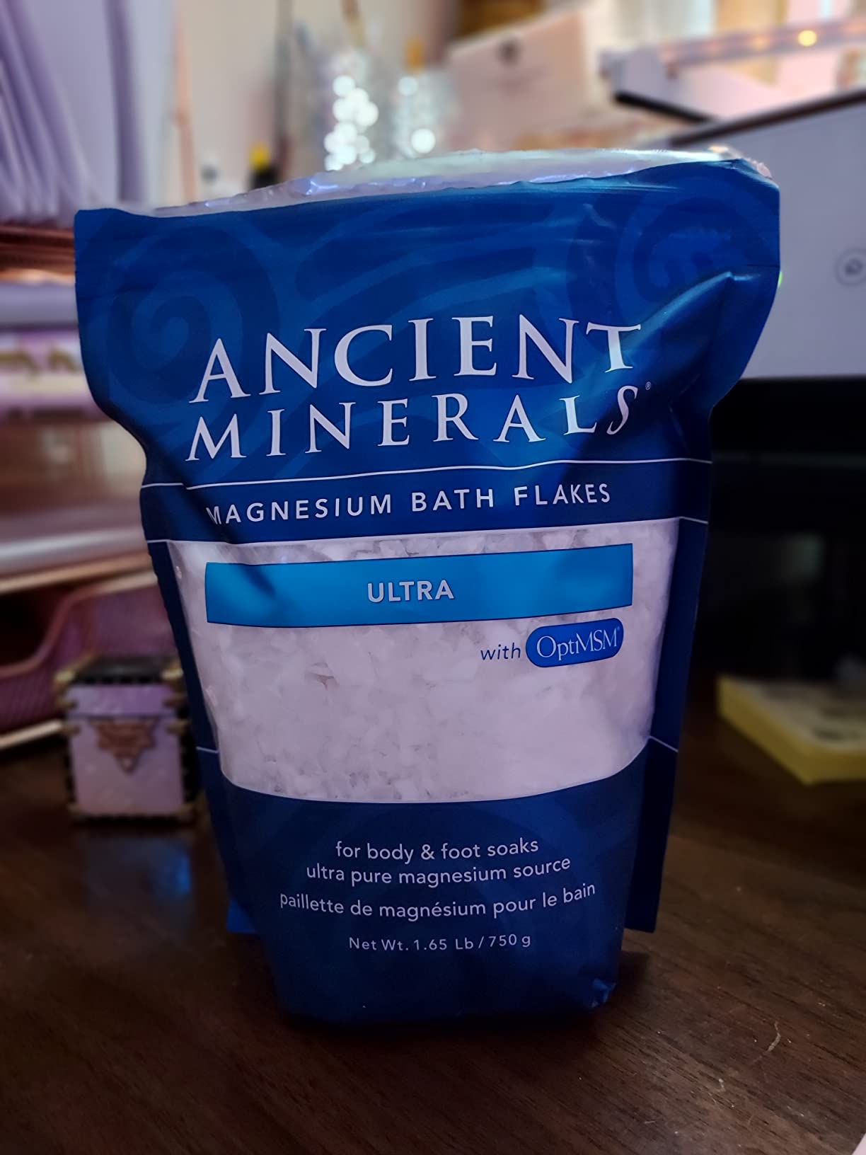 Ancient Minerals Magnesium Bath Flakes Ultra with MSM, Zechstein, 1.65lb | Zechstein magnesium chloride + OptiMSM organic sulfur bath salts. Soothing mineral soak for skin & body. 1.65 lb. customer photo 1