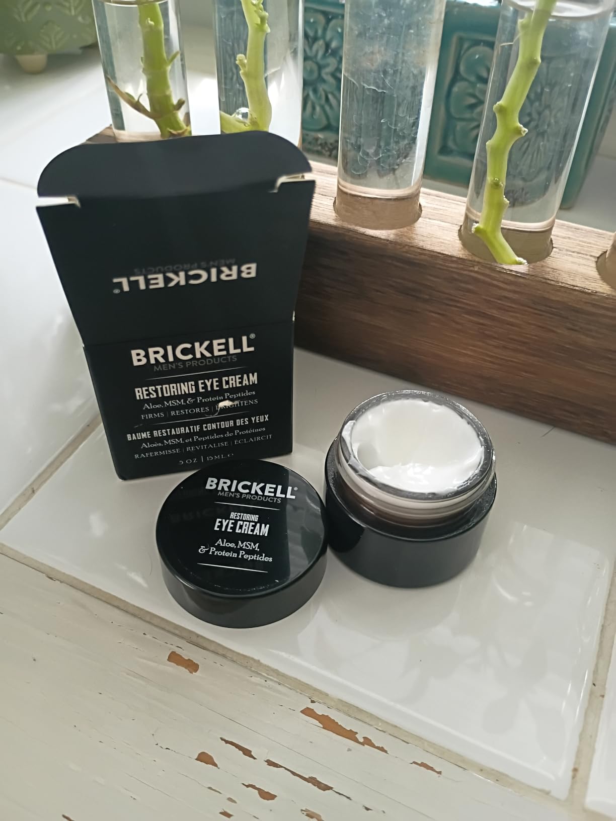 Brickell Men's Restoring Under Eye Cream for Men, Anti Aging Eye Balm To Reduce Puffiness, Wrinkles, Dark Circles, Crows Feet & Eye Bags, Caffeine, Hyaluronic Acid & Protein Peptides, 0.5oz, Unscented customer photo 2
