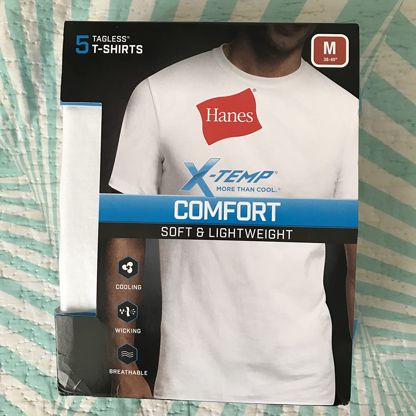Hanes Men's Performance Undershirt, X-Temp Moisture-Wicking Crewneck, White 5-Pack customer photo 2