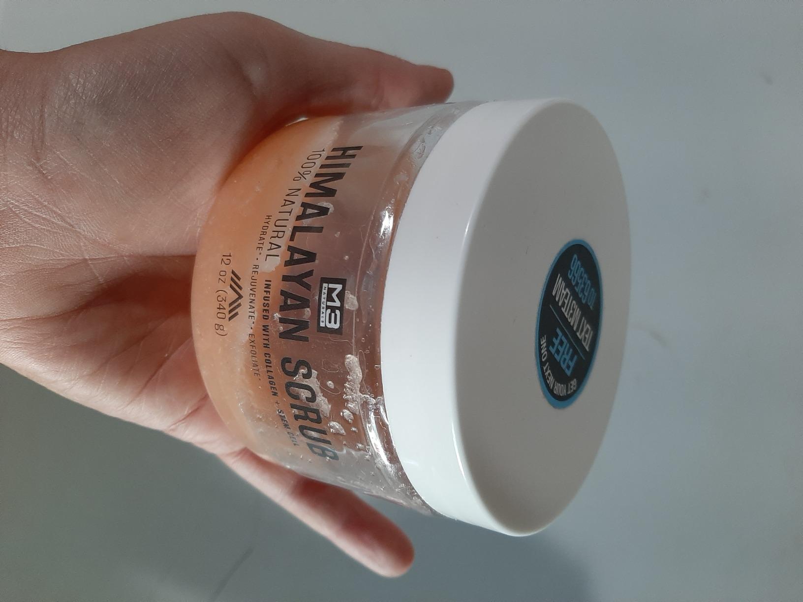 Himalayan Salt Scrub Face Foot & Body Exfoliator Infused with Collagen and Stem Cell Natural Exfoliating Salt Body Scrub for Toning Cellulite Skin Care by M3 Naturals customer photo 2