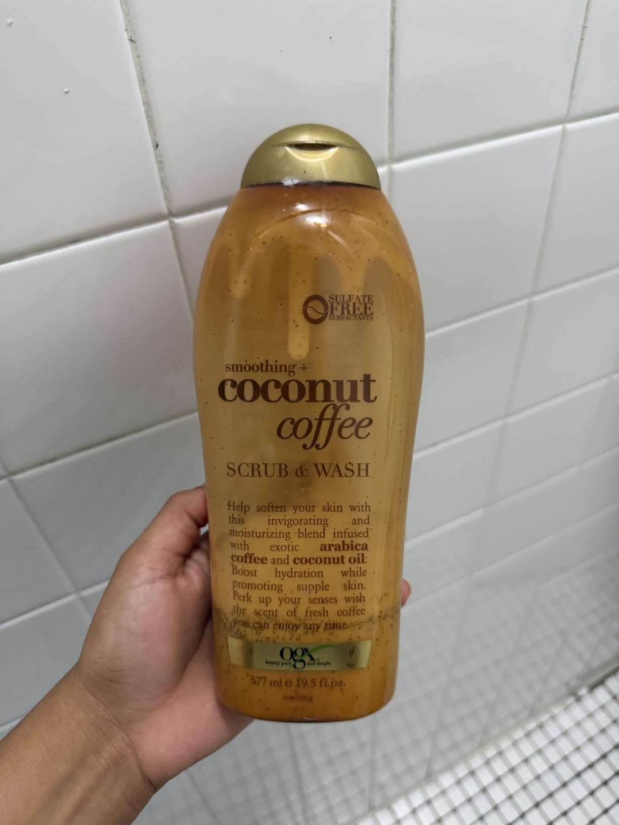 OGX Smoothing + Coconut Coffee Body Scrub, 19.5 fl oz | Infused with Arabica Coffee & Coconut Oil, Exfoliating, Hydrating Body Wash, Dry Skin, Paraben-Free, Sulfate-Free Surfactants customer photo 1