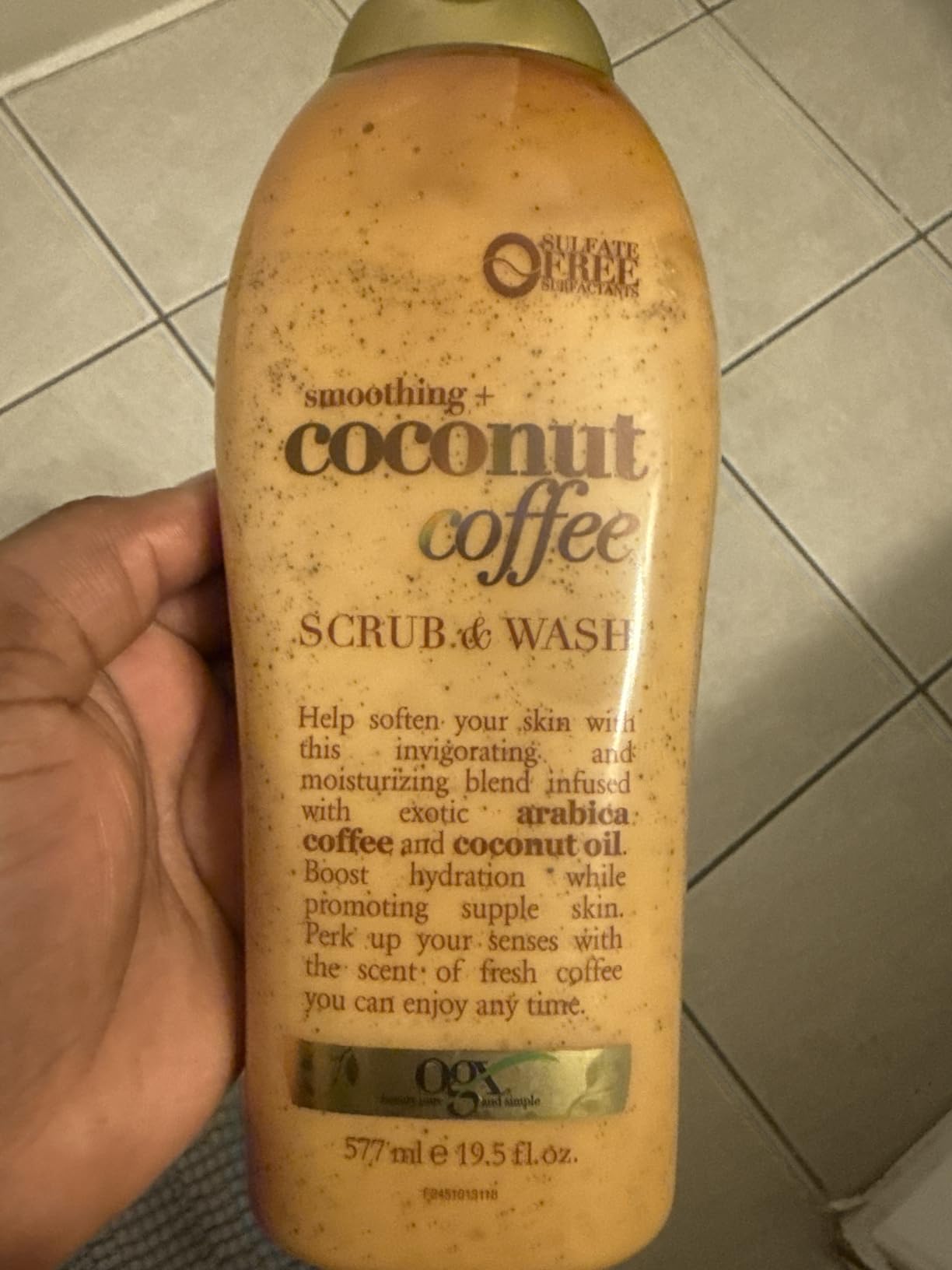 OGX Smoothing + Coconut Coffee Body Scrub, 19.5 fl oz | Infused with Arabica Coffee & Coconut Oil, Exfoliating, Hydrating Body Wash, Dry Skin, Paraben-Free, Sulfate-Free Surfactants customer photo 2