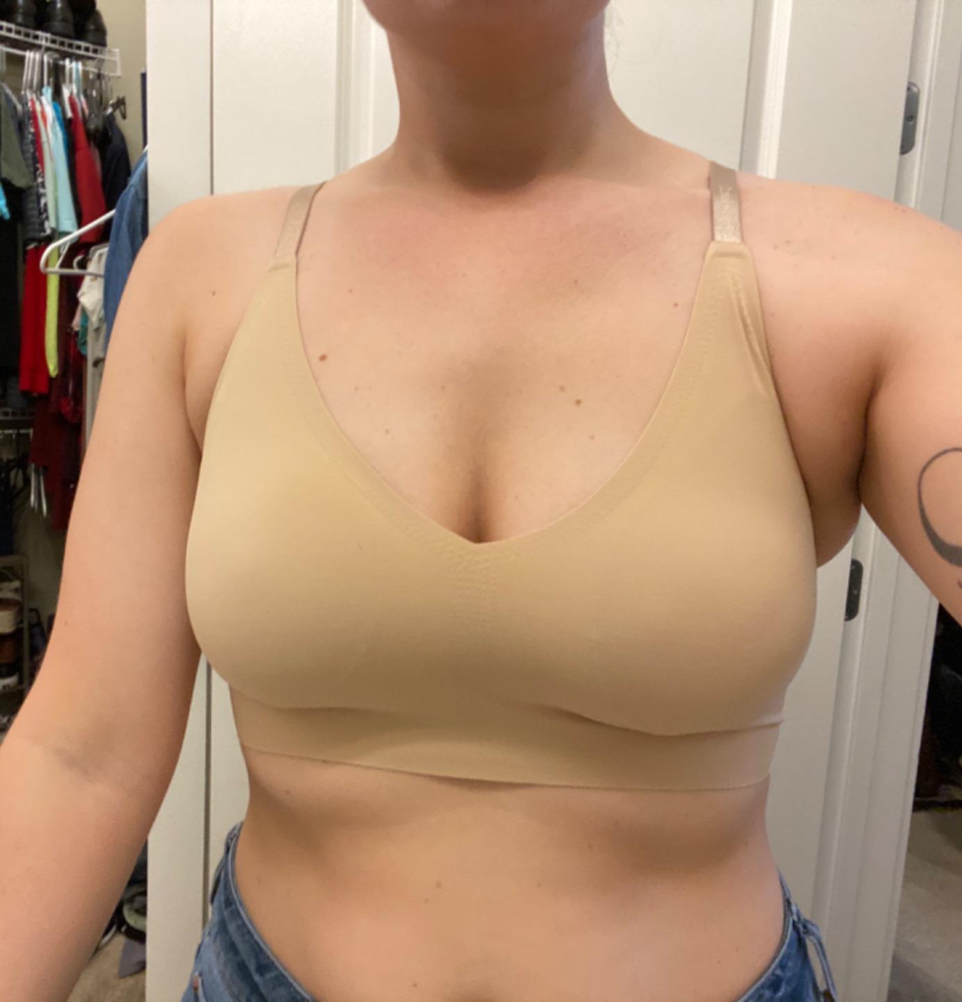 Calvin Klein Women's Invisibles Comfort Lightly Lined Seamless Wireless Triangle Bralette Bra customer photo 2