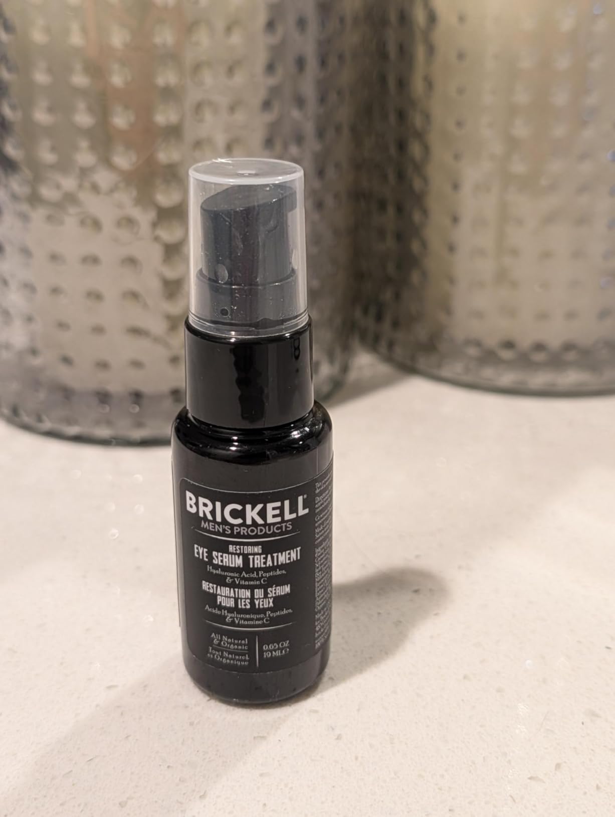 Brickell Men's Dark Circle Under Eye Treatment Serum For Men, Eye Gel to Firm Wrinkles, Reduce Dark Bags, and Promote Youthful Skin, With Hyaluronic Acid, Peptides, and Vitamin C, 0.65oz, Unscented customer photo 2