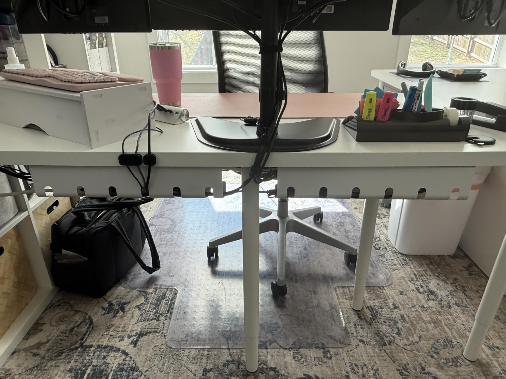 PAMO Cable Management Under Desk, Set of 2 - Black | Easy under-table mounting keeps cables organized, includes 10 cable ties for a clean and tidy office or home workspace customer photo 2