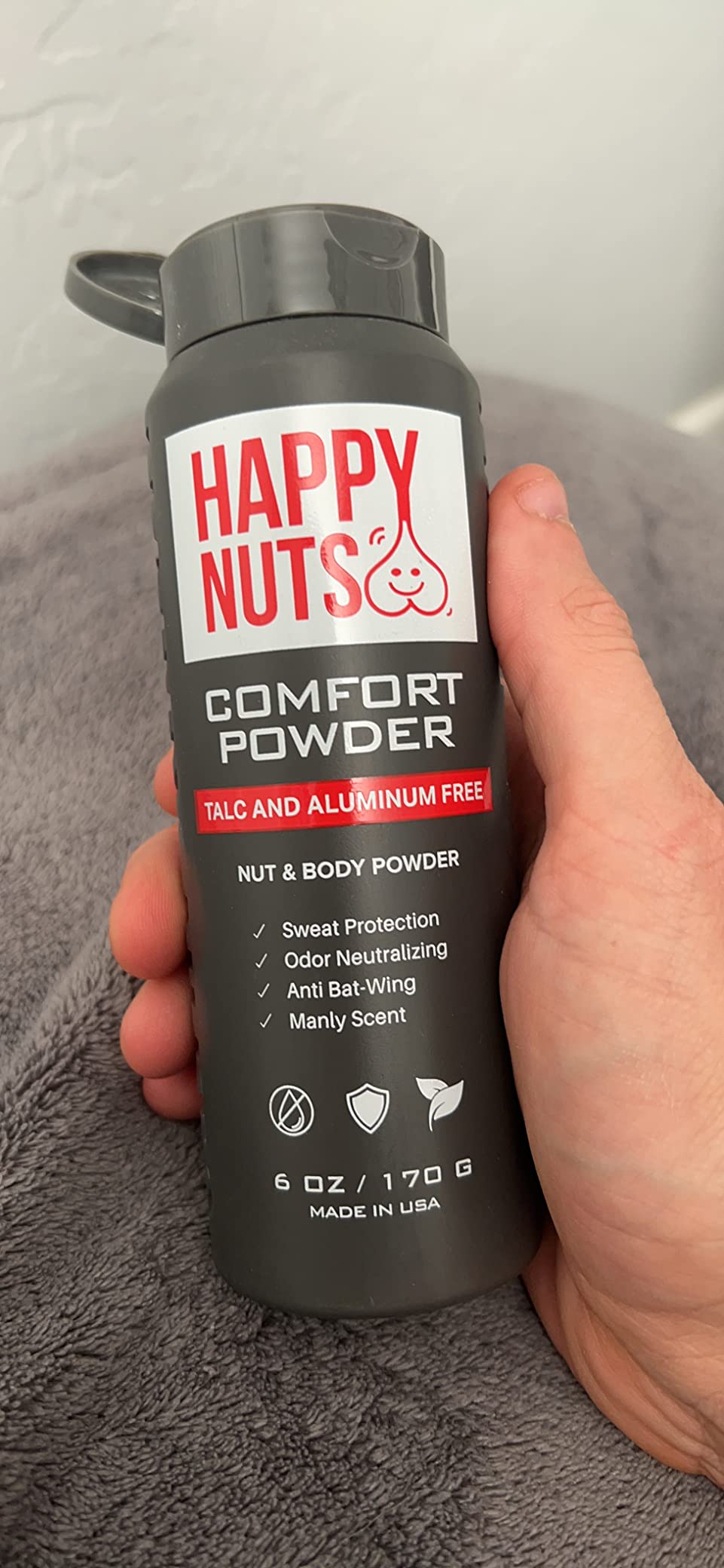 HAPPY NUTS Comfort Powder Deodorant For Men: Anti-Chafing, Sweat and Odor Control for Jock Itch, Aluminum-Free, 6 oz (1 Pack), Original Scent customer photo 2