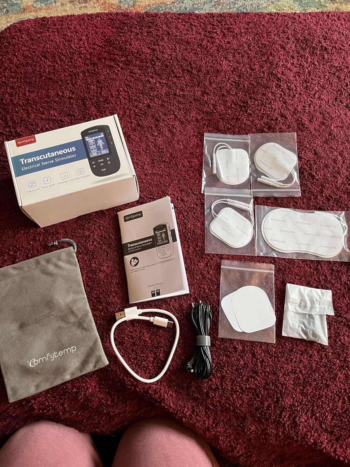 Comfytemp 3-in-1 TENS Unit Muscle Stimulator for Pain Relief, Rechargeable | 20 Modes - TENS & EMS & DIY, FSA TENS Machine for Back/Sciatica, HSA Eligible 2 Channel Electronic Pulse Massager, 10 Pads customer photo 2