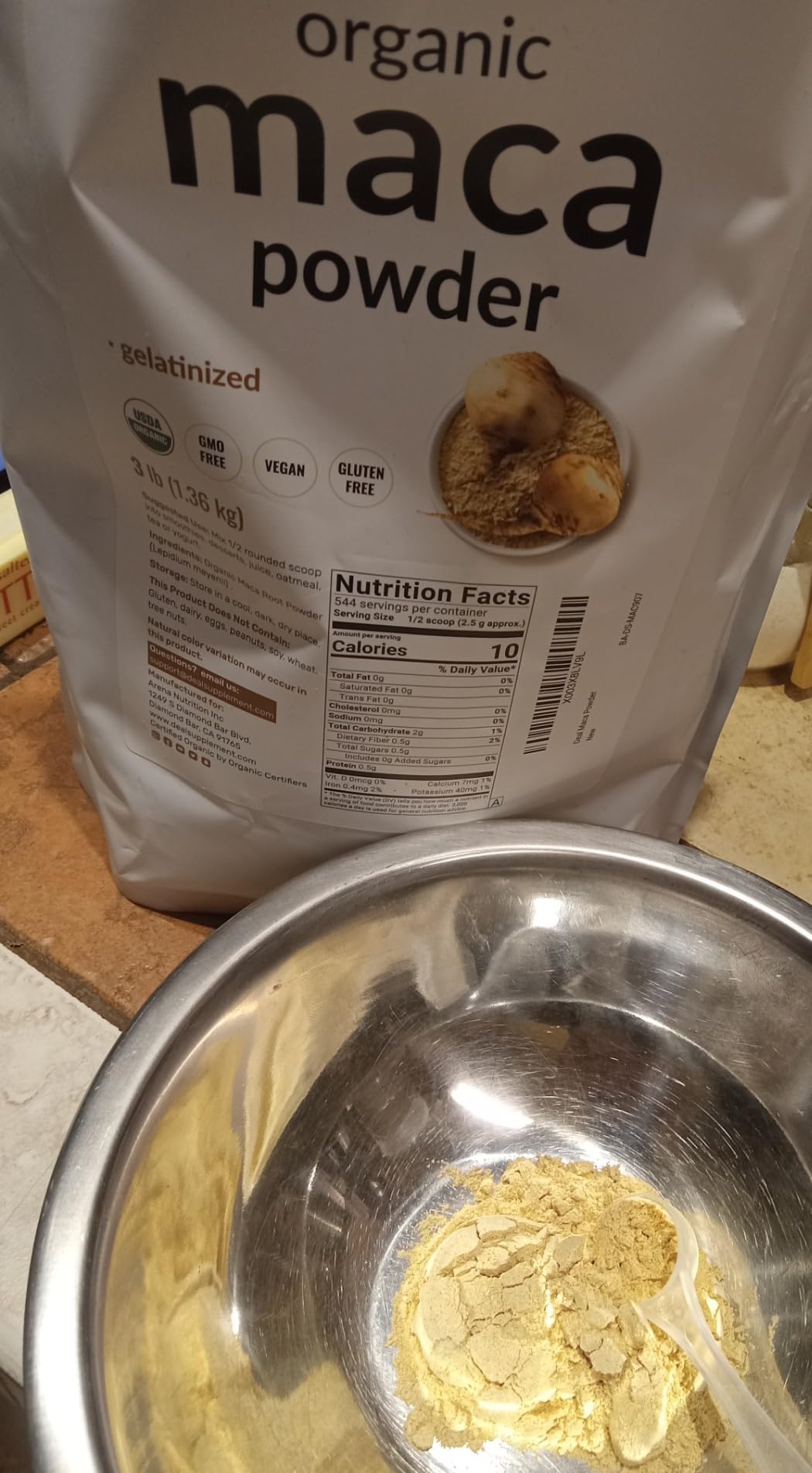 Organic Peruvian Maca Root Powder, 3lbs - Easily Digested Gelatinized Form - Herbal Superfoods Supplement for Men & Women - Supports Immune & Energy Health - Non-GMO customer photo 1