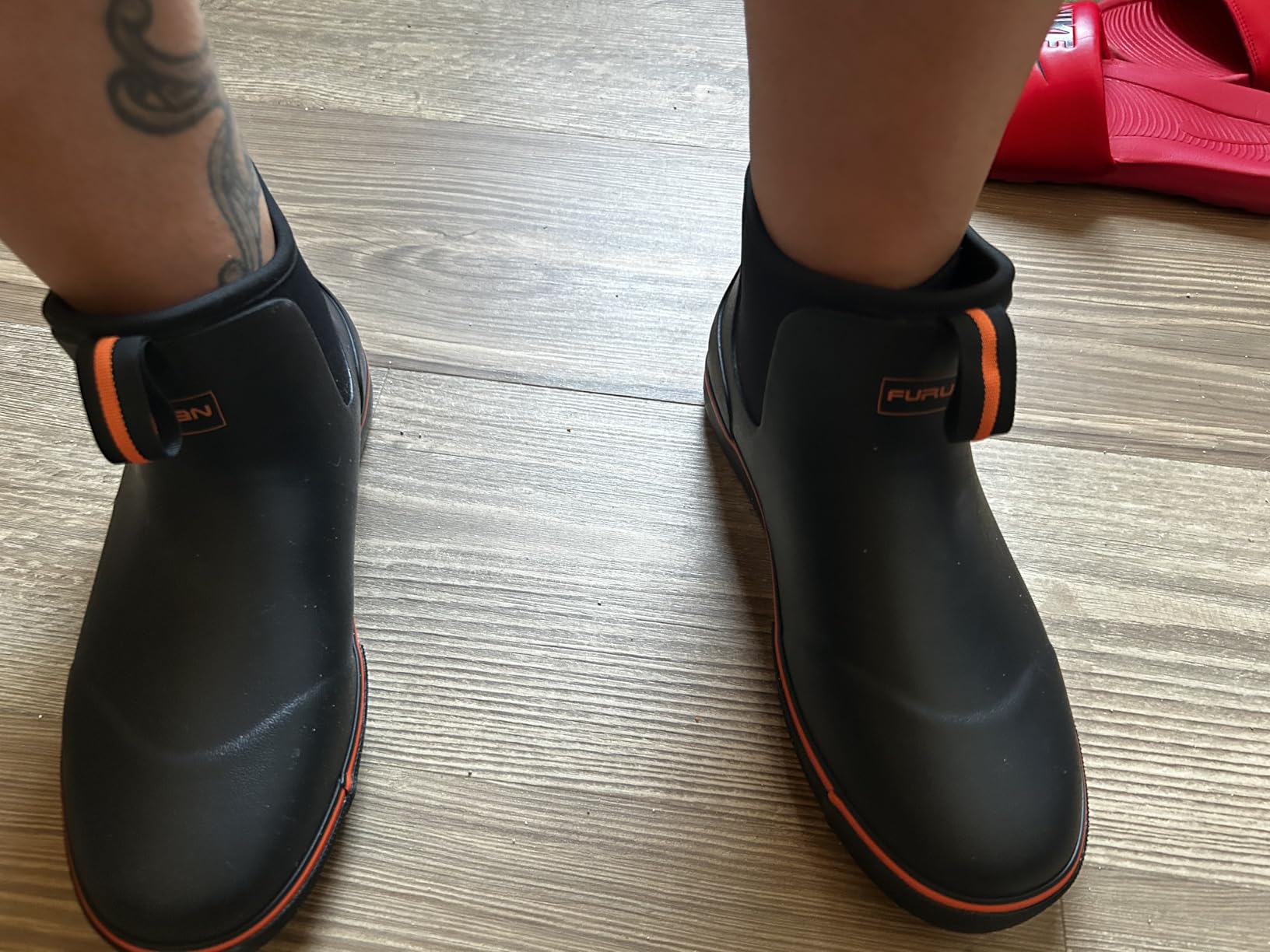 Men's Deck Boots Waterproof Ankle Rain Boots Fishing Boots | Anti-Slip Rubber Slip On Neoprene Booties Garden Boots Outdoor Rain Shoes for Boating Sailing Farming customer photo 2