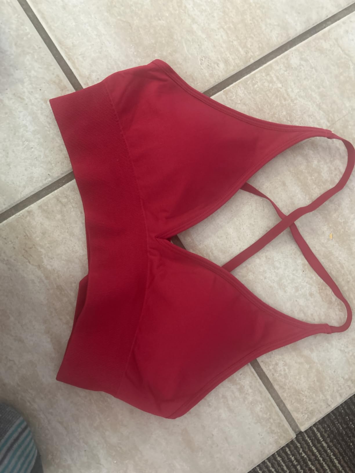 Women's V Neck Sports Bras, Adjustable Seamless Wireless Padded Bralettes customer photo 2