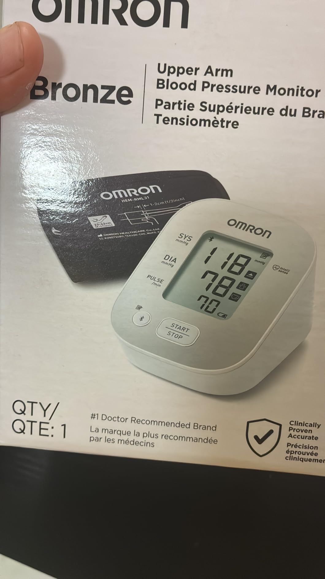 OMRON Bronze Blood Pressure Monitor & Upper Arm Blood Pressure Cuff | For Home Use - #1 Doctor & Pharmacist Recommended Brand - Clinically Validated - Connect App customer photo 1