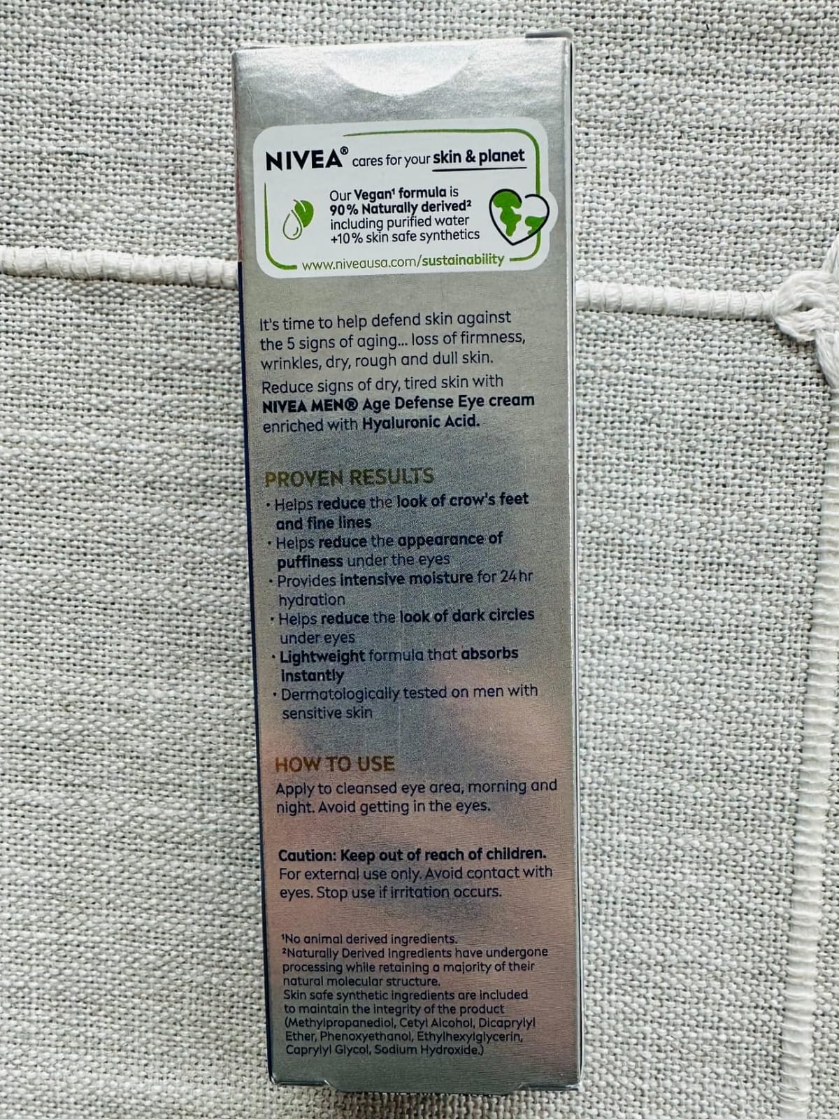 NIVEA MEN Age Defense Eye Cream with Hyaluronic Acid, 0.5 FL OZ | Under Eye Cream for Men, Helps Reduce Look of Crow's Feet, Fine Lines and Dark Circles, 24-Hour Moisture customer photo 1