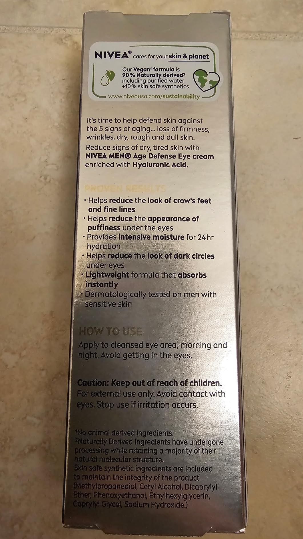NIVEA MEN Age Defense Eye Cream with Hyaluronic Acid, 0.5 FL OZ | Under Eye Cream for Men, Helps Reduce Look of Crow's Feet, Fine Lines and Dark Circles, 24-Hour Moisture customer photo 2