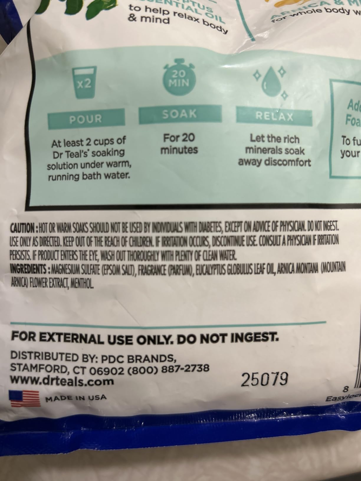 Dr Teal's Arnica Body Relief Epsom Salt Magnesium Soak with Menthol & Essential Oils, Muscle Recovery, 3 lbs customer photo 2