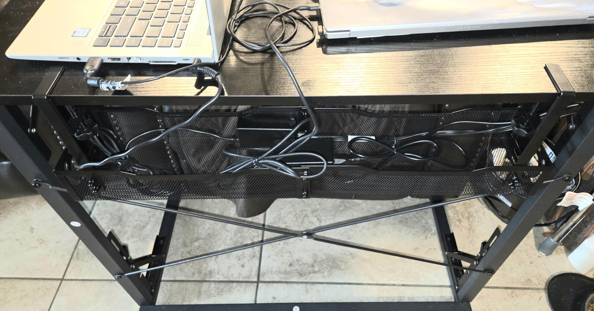 Cable Management, 25'' Cable Management Under Desk, Cable Tray | No Drill Under Desk Cable Management Tray, Cord Organizer with Clamp for Standing Desk, Desk Organizer for Home Office customer photo 1