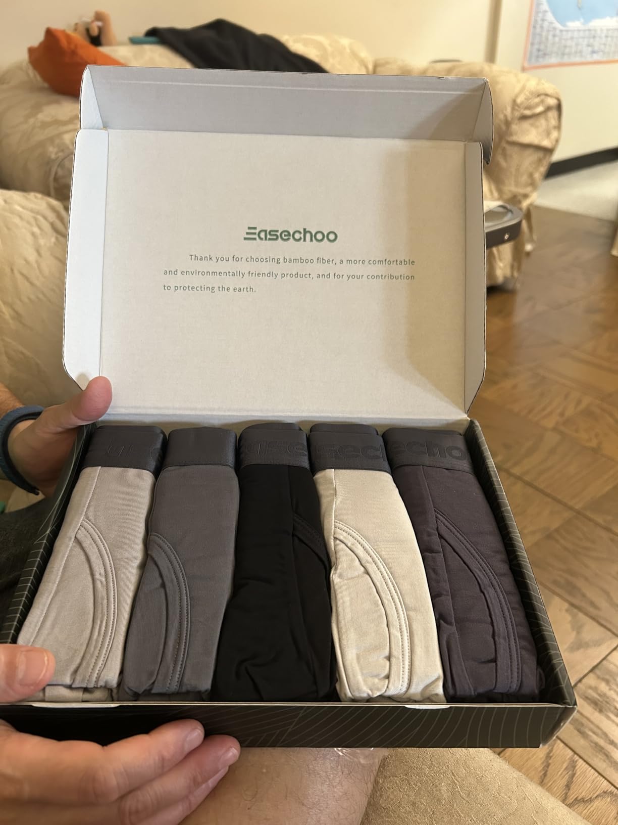 Easechoo Men's Underwear, Rayon Made from Bamboo Cooling Boxer Briefs, Ultra Soft, Breathable, No Riding Up Long Leg Pack customer photo 1