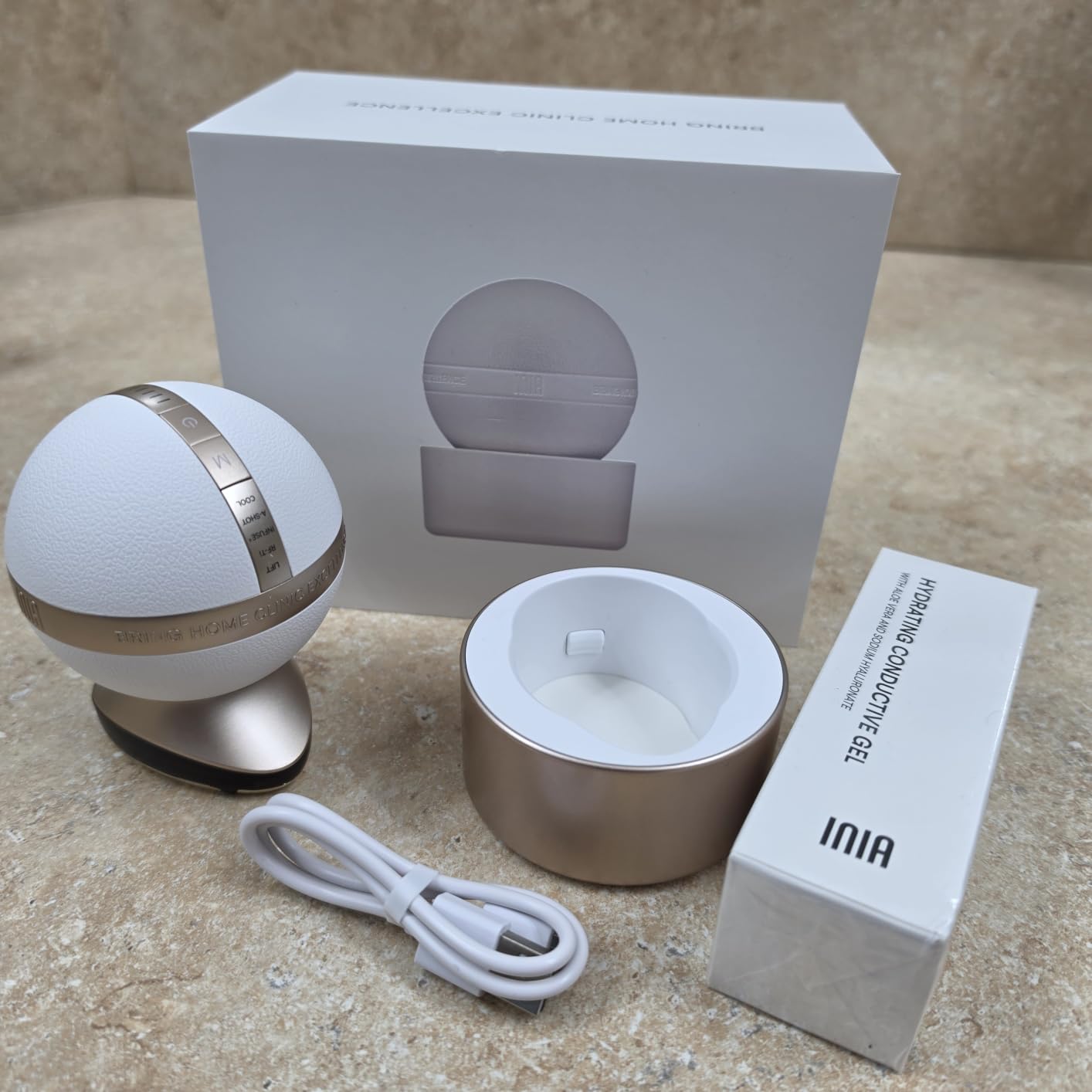 INIA SPHERA Upgraded 8-in-1 Microcurrent Facial Device for Face & Neck | Red Light, Thermal & Cooling Beauty Tool, 5 Custom Modes, At-Home Skin Stimulation & Glow Care Skincare Tool customer photo 2