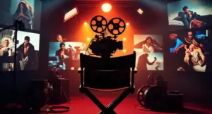Cinematic collage representing acclaimed modern films directed by women with dramatic lighting and artistic visual storytelling