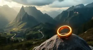 Epic Middle-earth inspired landscape representing the chronological viewing timeline of The Lord of the Rings and The Hobbit films
