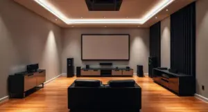 A professional home theater setup perfect for viewing the Best Christopher Nolan Movies Ranked in 2026.